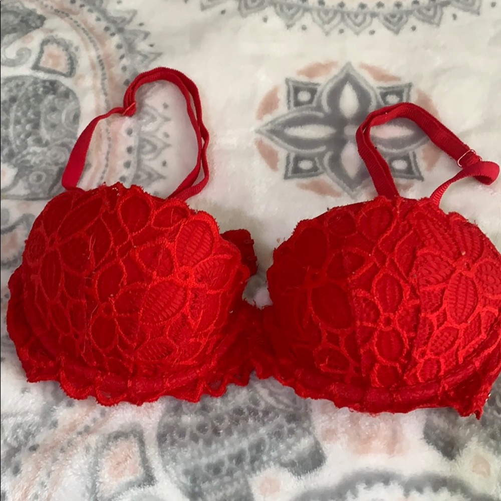 Pink push up date bra 32a red
